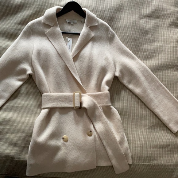 NWT Vince Belted Cashmere Merino Wool Sweater Coat Cardigan Cream - Picture 5 of 7